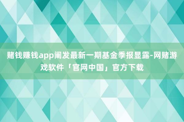 赌钱赚钱app阐发最新一期基金季报显露-网赌游戏软件「官网中国」官方下载