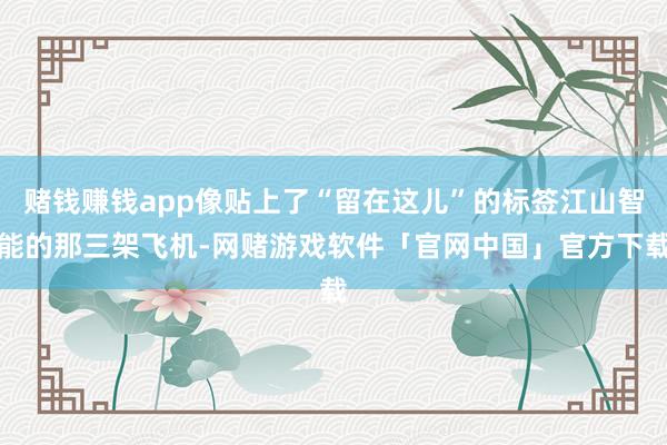 赌钱赚钱app像贴上了“留在这儿”的标签江山智能的那三架飞机-网赌游戏软件「官网中国」官方下载